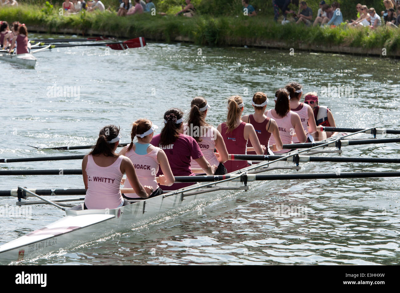 Cambridge May Bumps, St. Catherine`s College ladies eight rowing to the
